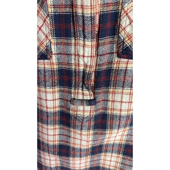 Orvis Flannel Pullover Shirt Womens Sz M Plaid Blue & Beige 1/2 Zip - Picture 3 of 9